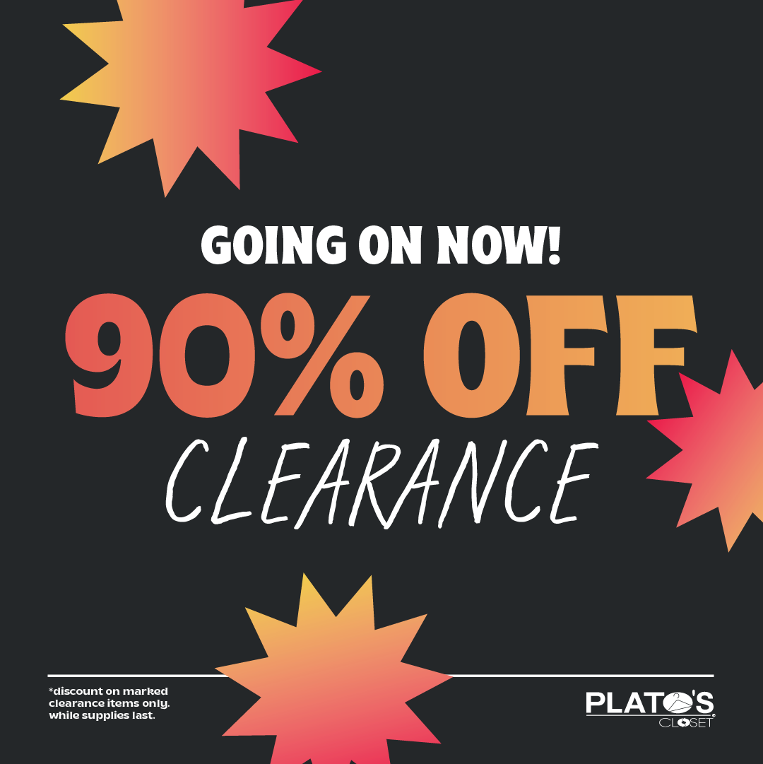 shop 90% off clearance on 10/3 and 10/4 at Plato's Closet in Flint, Michigan